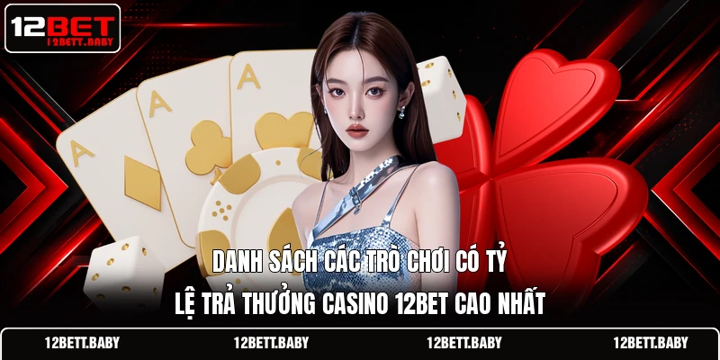 Danh sách các trò chơi có tỷ lệ trả thưởng Casino 12BET cao nhất